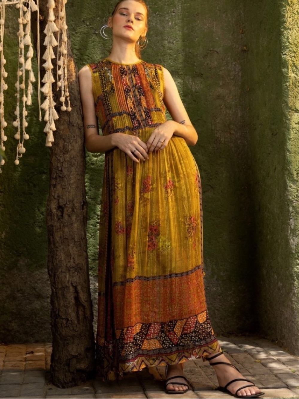 Anthropologie Bhanuni by Jyoti Citron Maxi Dress Size XS